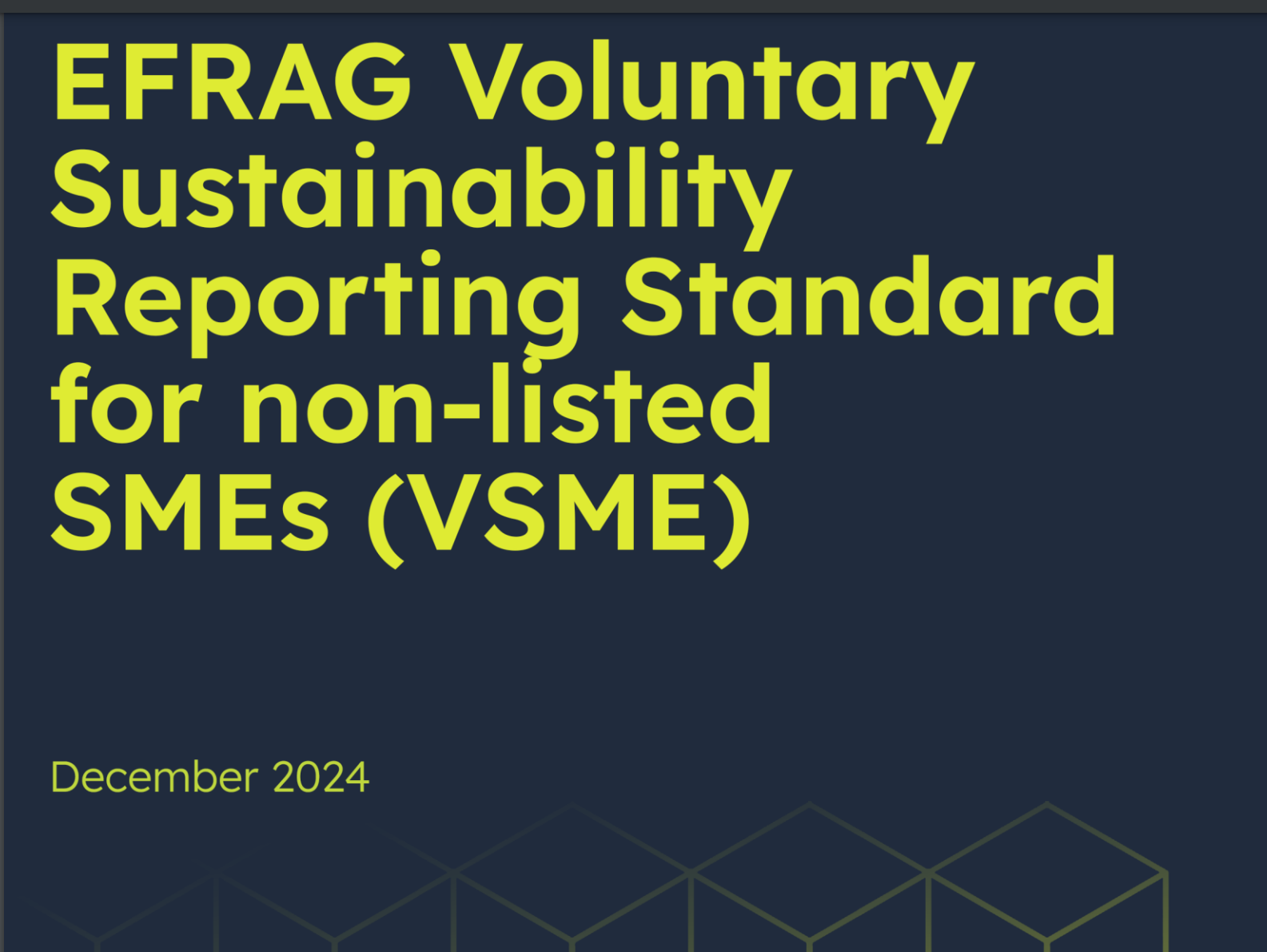 Cover of document with title in yellow on navy background