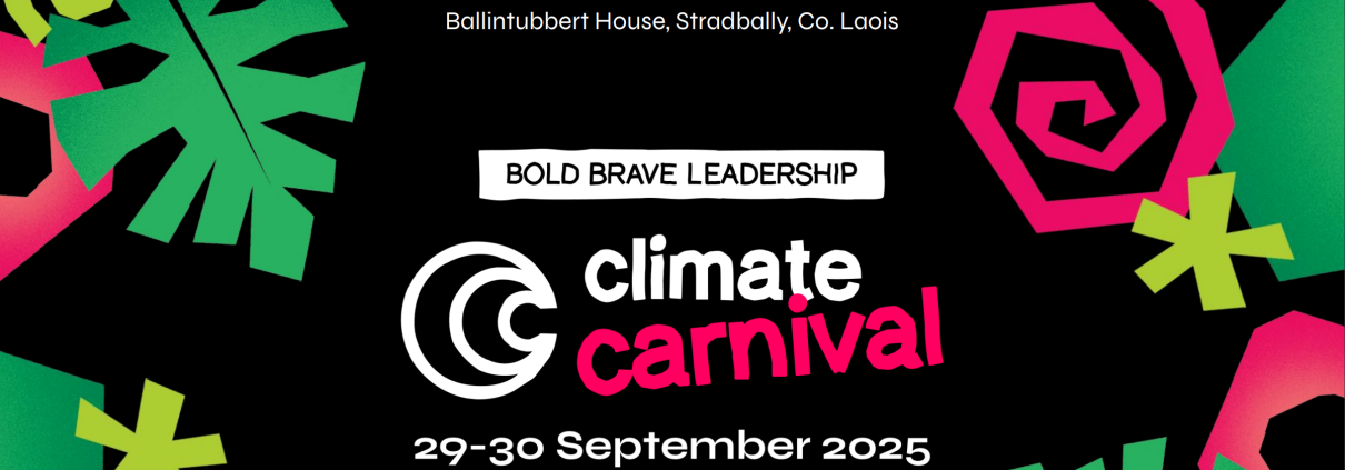 Poster with white and red text on black background