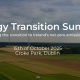Landscape with windfarm and fields, white text 'Energy Transition Summit'