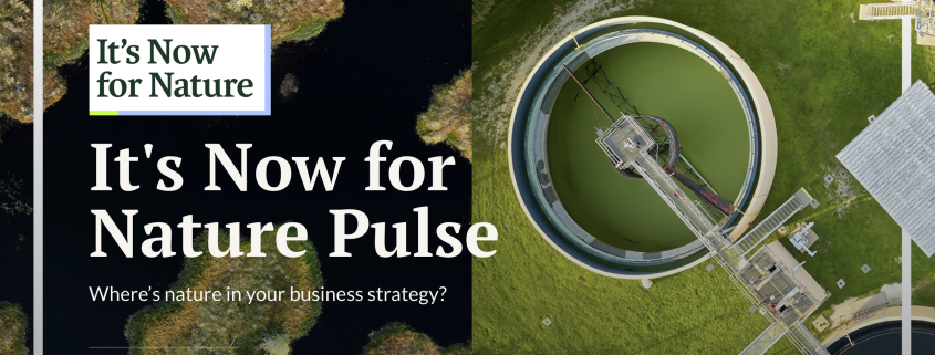 Poster with white text and green aerial views