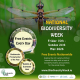 Poster with text and dragonfly with outstretched wings on green background